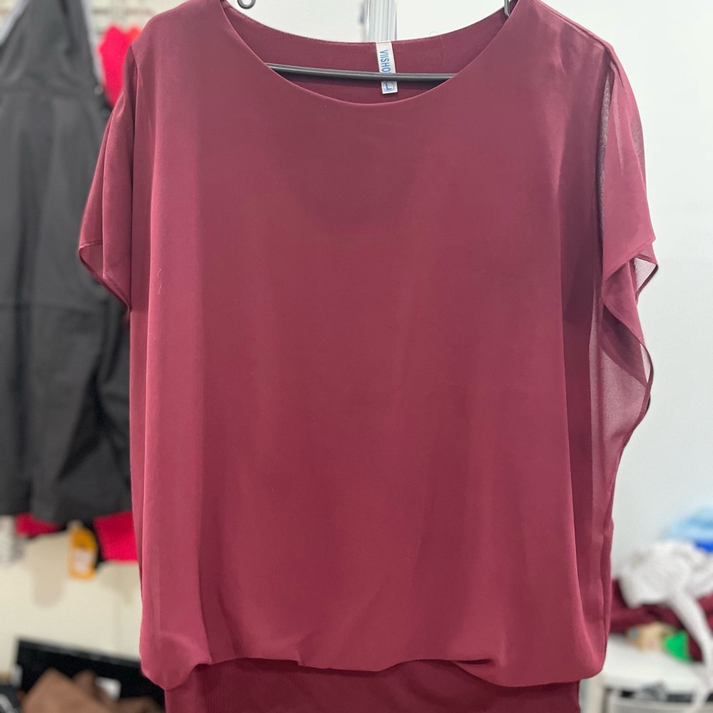 Chic Wine Red Women's Blouse